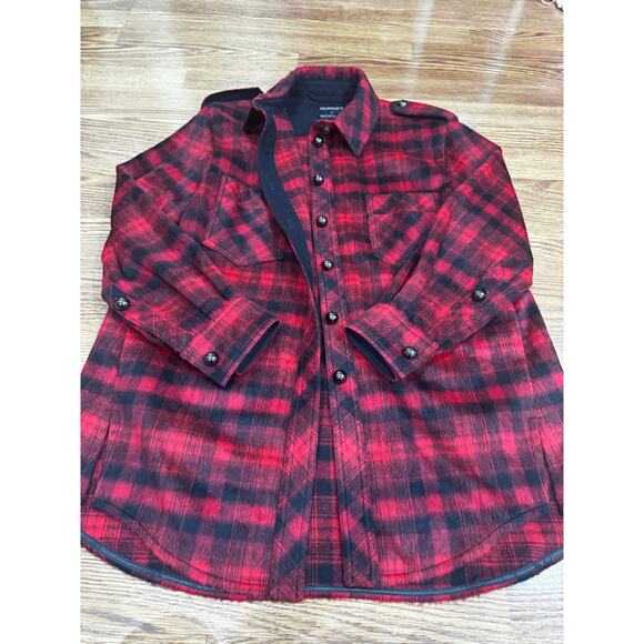DUNDAS x REVOLVE Red Grunge LONDON OVERSIZED SHIRT small - Picture 11 of 14